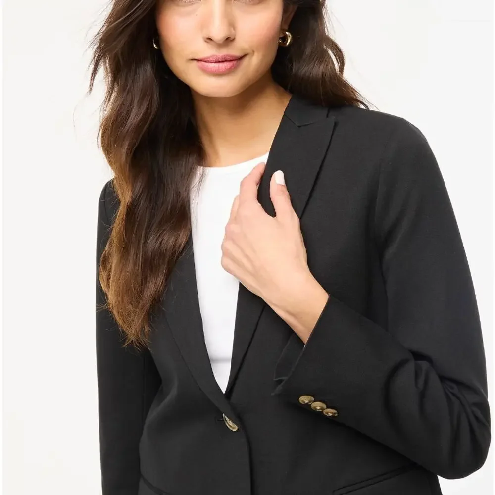 J CREW Black Cotton-blend Two-button Blazer Size 6 Jacket